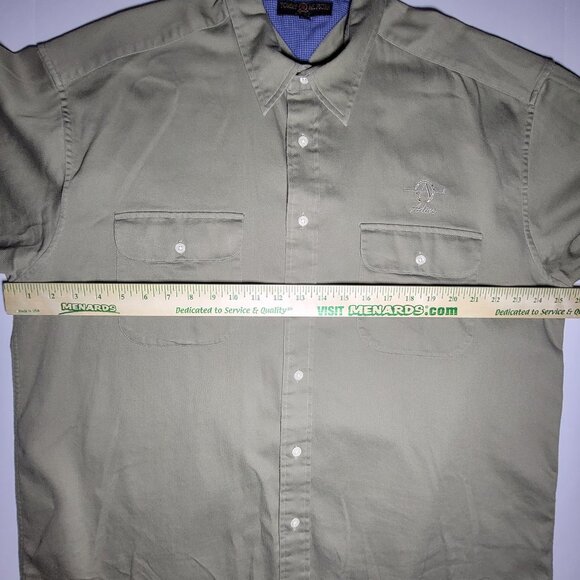 Tommy Hilfiger Golf Mens Army Green Button Up Shirt with Adios Logo Size XL - Picture 8 of 9
